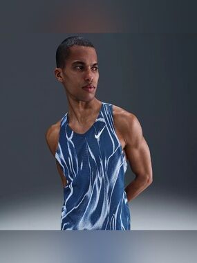 Nike Dri-FIT ADV AeroSwift Running Singlet Tank Blue White Men’s Sz L HV2643-492